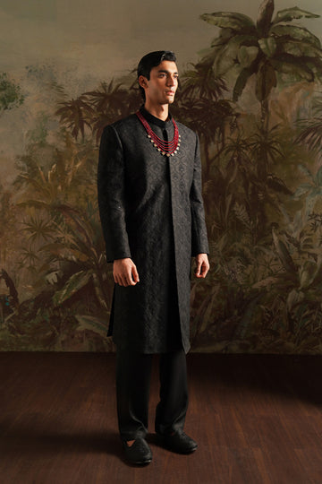 "Ayan" Black Embroidered Sherwani